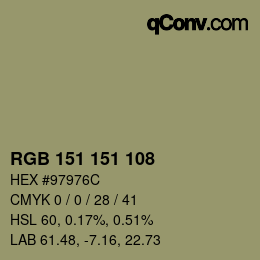 Color code: RGB 151 151 108 | qconv.com