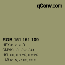 Color code: RGB 151 151 109 | qconv.com