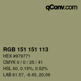 Color code: RGB 151 151 113 | qconv.com