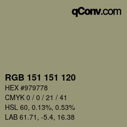 颜色代码: RGB 151 151 120 | qconv.com