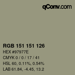 Color code: RGB 151 151 126 | qconv.com