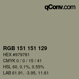 Color code: RGB 151 151 129 | qconv.com