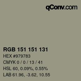 カラーコード: RGB 151 151 131 | qconv.com