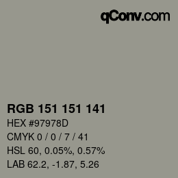 Color code: RGB 151 151 141 | qconv.com