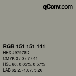 Color code: RGB 151 151 141 | qconv.com