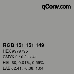 Color code: RGB 151 151 149 | qconv.com