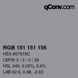 カラーコード: RGB 151 151 156 | qconv.com