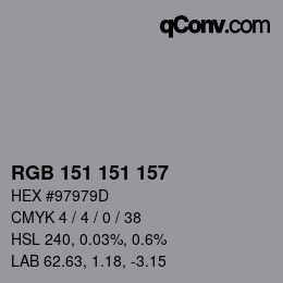 Code couleur: RGB 151 151 157 | qconv.com