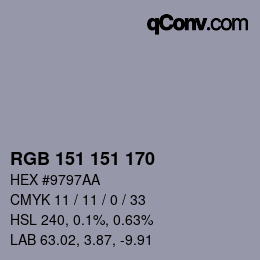 Color code: RGB 151 151 170 | qconv.com