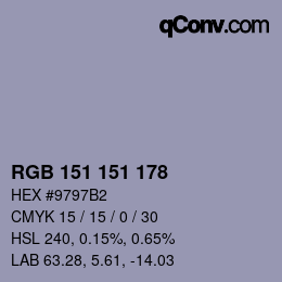 Color code: RGB 151 151 178 | qconv.com