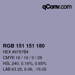 Color code: RGB 151 151 180 | qconv.com