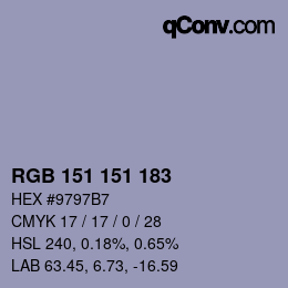 Color code: RGB 151 151 183 | qconv.com
