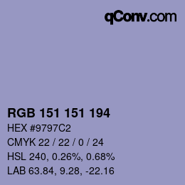 Color code: RGB 151 151 194 | qconv.com