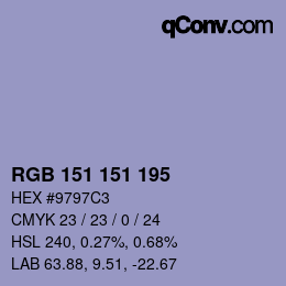 Color code: RGB 151 151 195 | qconv.com