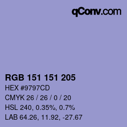 Color code: RGB 151 151 205 | qconv.com
