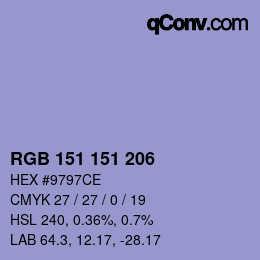 カラーコード: RGB 151 151 206 | qconv.com