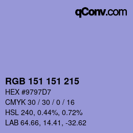 Color code: RGB 151 151 215 | qconv.com