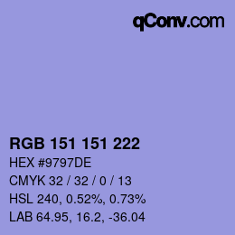 Color code: RGB 151 151 222 | qconv.com