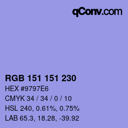 Color code: RGB 151 151 230 | qconv.com