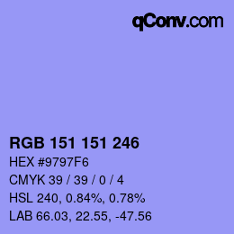 Color code: RGB 151 151 246 | qconv.com