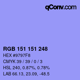 Color code: RGB 151 151 248 | qconv.com