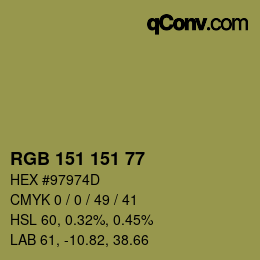 Color code: RGB 151 151 77 | qconv.com