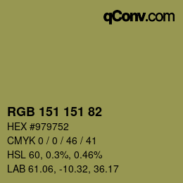 Color code: RGB 151 151 82 | qconv.com