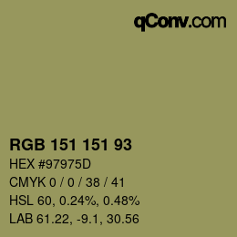 Color code: RGB 151 151 93 | qconv.com