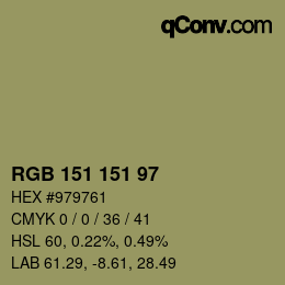 Color code: RGB 151 151 97 | qconv.com