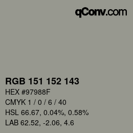 Color code: RGB 151 152 143 | qconv.com