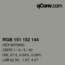 颜色代码: RGB 151 152 144 | qconv.com