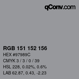 Color code: RGB 151 152 156 | qconv.com