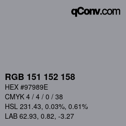カラーコード: RGB 151 152 158 | qconv.com