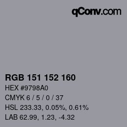 颜色代码: RGB 151 152 160 | qconv.com