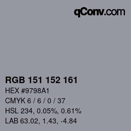 Color code: RGB 151 152 161 | qconv.com