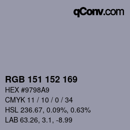 Color code: RGB 151 152 169 | qconv.com