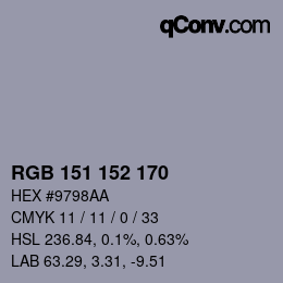 Color code: RGB 151 152 170 | qconv.com