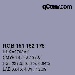 颜色代码: RGB 151 152 175 | qconv.com