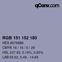カラーコード: RGB 151 152 180 | qconv.com