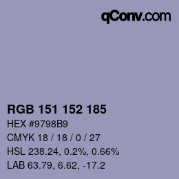 Color code: RGB 151 152 185 | qconv.com