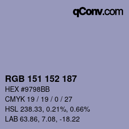 Color code: RGB 151 152 187 | qconv.com