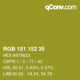 カラーコード: RGB 151 152 35 | qconv.com