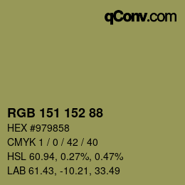 Color code: RGB 151 152 88 | qconv.com