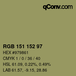 カラーコード: RGB 151 152 97 | qconv.com