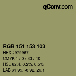 Color code: RGB 151 153 103 | qconv.com