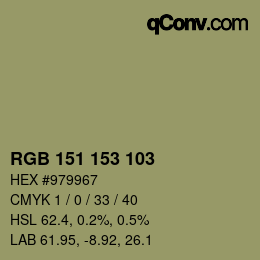 カラーコード: RGB 151 153 103 | qconv.com