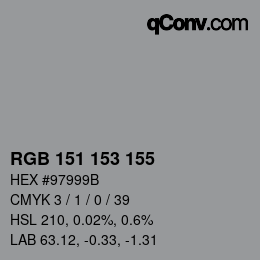 颜色代码: RGB 151 153 155 | qconv.com