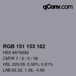 Color code: RGB 151 153 162 | qconv.com