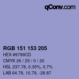 Color code: RGB 151 153 205 | qconv.com