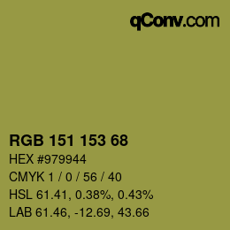 Color code: RGB 151 153 68 | qconv.com